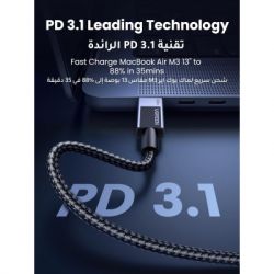 Дата кабель USB-C to USB-C 2.0m PD3.1 240W 480Mbps braided black Ugreen (75732) - Картинка 3