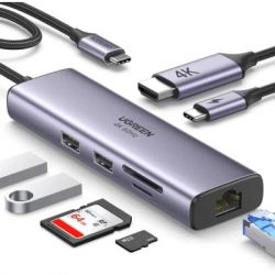 Концентратор Ugreen USB-C 6-in-1 2xUSB-A + 1xUSB-C PD100W + DisplayPort 4K60Hz + 1xRJ45 1000Mbps black (75643) - Картинка 4