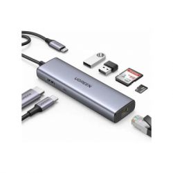 Концентратор Ugreen USB-C 6-in-1 2xUSB-A + 1xUSB-C PD100W + DisplayPort 4K60Hz + 1xRJ45 1000Mbps black (75643) - Картинка 5