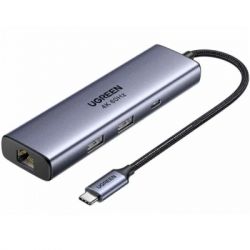 ������������ Ugreen USB-C 6-in-1 2xUSB-A + 1xUSB-C PD100W + DisplayPort 4K60Hz + 1xRJ45 1000Mbps black (75643)