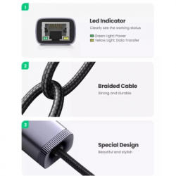 ���������� USB-C to RJ45 Ethernet 1000Mbps gray Ugreen (40322) - �������� 10
