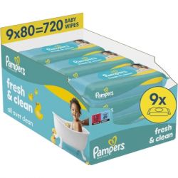 ������� ������� �������� Pampers Fresh Clean 80 �� � 9 ����� (720 ��) (8006530134583)