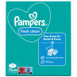 Детские влажные салфетки Pampers Fresh Clean 15 пачок х 80 шт (1200 шт) (8001841078496) - Картинка 2