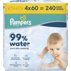 Детские влажные салфетки Pampers 99 Water, 240 шт (8006530116305) - Картинка 2