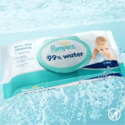 Детские влажные салфетки Pampers 99 Water, 60 шт (8006530116558) - Картинка 2