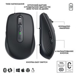 Мышка Logitech MX Anywhere 3S for Business Wireless/Bluetooth + Mouse Pad Studio Series Graphite (MX910-006958) - Картинка 6