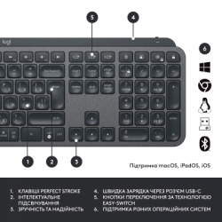 Комплект Logitech MX Keys for Business UA Graphite + Desk Mat Studio Series Mid Grey (MX920-010933) - Картинка 6