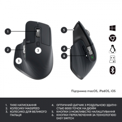 Комплект Logitech MX Keys for Business UA Graphite + Desk Mat Studio Series Mid Grey (MX920-010933) - Картинка 7