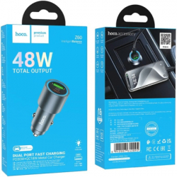 Зарядний пристрій HOCO 1xUSB-C PD30W + 1xUSB QC3.0 48W car adapter Z60 gray (6942007642095) - Картинка 7