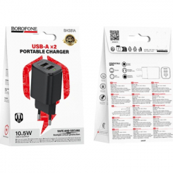 Зарядний пристрій BOROFONE BAS81A 2xUSB 10.5W black (6941991126628) - Картинка 3