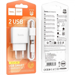 Зарядний пристрій HOCO C141A 2xUSB + cable USB to Lightning white (6942007627870) - Картинка 3