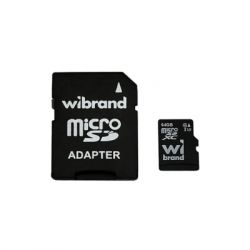 ����� ������ microSDXC, 64Gb, Wibrand, Class10 UHS-I U3, SD ������� (WICDXU3/64GB-A)