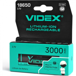 Акумулятор 18650 3000mAh Li-Ion, protect, color box/1шт Videx (18650-P/3000/1CB) - Картинка 2