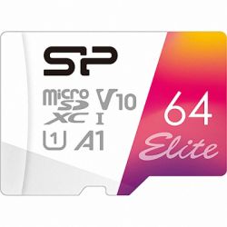 ����� ������ microSDXC, 64Gb, Silicon Power Elite Colorful, Class10 UHS-I U1 A1 V10, SD �������, �� 100/10 ��/� (SP064GBSTXBV1V20SP)