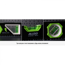 Уровень Alloid Pro, 60см, 3 капсулы, с магнитом, боковое окно (LD-007060) - Картинка 2