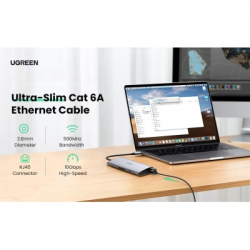 Патч-корд 1.5м, U/UTP CAT 6A Copper Ethernet Cable тонкий(діаметр 2.8мм) NW122 Black Ugreen (70333) - Картинка 4