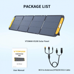 Портативна сонячна панель Vtoman 200W 19V IP67 MC-4/Anderson/XT60/DC5521 (VS200) - Картинка 9
