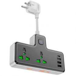 ������� ������ ������� HOCO AC11A, 2 ���, 3 USB, USB-C, 17W, 1,5� Black (AC11AB)