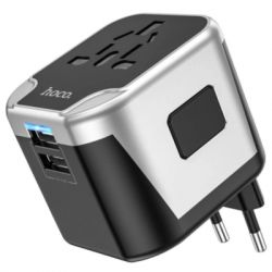 Сетевой фильтр питания HOCO AC5 1 роз, 2 USB, 1,5м, Black/Gray (AC5ABG) - Картинка 2