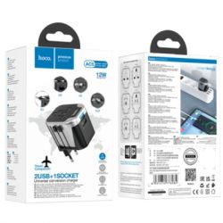 Сетевой фильтр питания HOCO AC5 1 роз, 2 USB, 1,5м, Black/Gray (AC5ABG) - Картинка 4