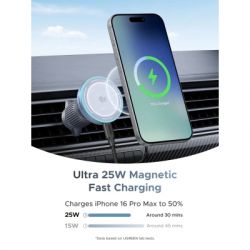 Універсальний автотримач Ugreen W758 Magnetic Wireless Car Charger 25W QI2.2 Starlight Blue (55967) - Картинка 2