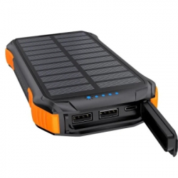 Батарея універсальна Choetech 10000mAh, 5V/2.1A, solar panel, Qi-5W, Black-Orange (B659-OR) - Картинка 2
