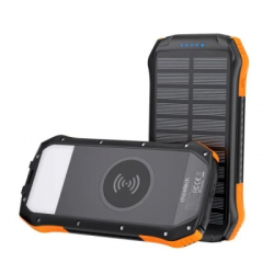 Батарея універсальна Choetech 10000mAh, 5V/2.1A, solar panel, Qi-5W, Black-Orange (B659-OR) - Картинка 3