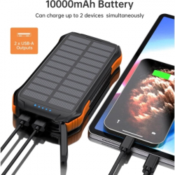 Батарея універсальна Choetech 10000mAh, 5V/2.1A, solar panel, Qi-5W, Black-Orange (B659-OR) - Картинка 6