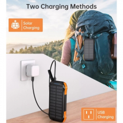Батарея універсальна Choetech 10000mAh, 5V/2.1A, solar panel, Qi-5W, Black-Orange (B659-OR) - Картинка 7
