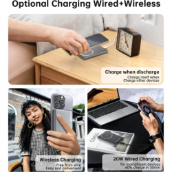 Батарея універсальна Choetech Magnetic Wireless 5000mAh, 20W, PD, Qi-15W, Black (B738-CCBK) - Картинка 7