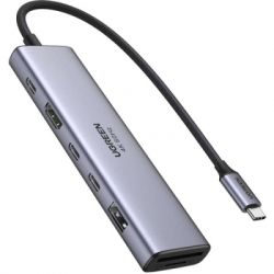 Концентратор Ugreen USB-C 7-in-1 2xUSB 3.0 + 2xUSB-C + HDMI 4K60Hz + SD/TF + PD 100W (45521) - Картинка 2
