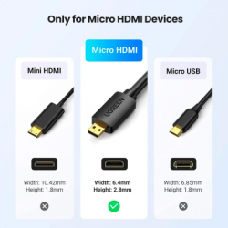 ������ �������������� HDMI M to HDMI micro M 1.0m 4K HD127 black Ugreen (30148) - �������� 4