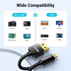 ������ �������������� HDMI M to HDMI micro M 1.0m 4K HD127 black Ugreen (30148) - �������� 8