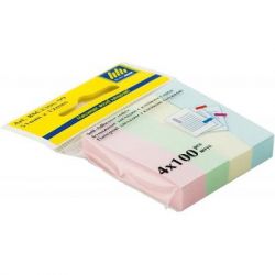 Стикер-закладка BUROMAX Plastic bookmarks 51x12mm, 4*100шт, rectangles,pastel colors (BM.2306-99)