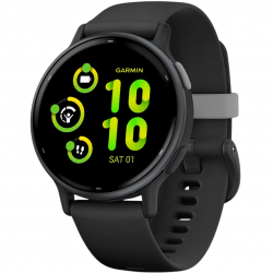 �����-���� Garmin Vivoactive 5 Slate Aluminium Bezel with Black Case and Silicone Band (010-02862-10)