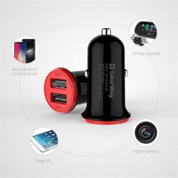 Автомобільний зарядний пристрій ColorWay (2USB,3.4A, 17W) Red/Black (CW-CHA026-BK) - Картинка 4