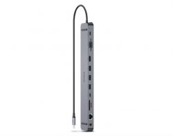 Концентратор REAL-EL CQ-1000 USB3.0х3/USB-C/HDMI/VGA/RJ45/SD/TF/3.5 mm audio, 0.4m, Space Grey - Картинка 2