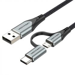  Vention USB - microUSB+USB Type-C, 1 m, Black (CQEHF)