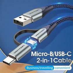  Vention USB - microUSB+USB Type-C, 1 m, Black (CQEHF) -  2
