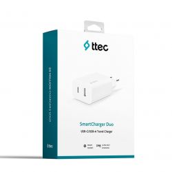    Ttec SmartCharger Duo USB-C/USB-A 2.4/12 White (2SCS25B) -  5