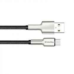 ������ ColorWay USB-microUSB, head metal, 2.4�, 1�, Black (CW-CBUM046-BK) - �������� 5