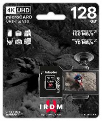   MicroSDXC  128GB UHS-I/U3 Class 10 GoodRam IRDM + SD- R100/W70MB/s (IR-M3AA-1280R12) -  1