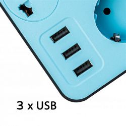 Գ  XoKo (XK-SP-3-3-1) 4 , 2 USB, 1.8 , Blue/Black -  4