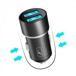 Автомобільний зарядний пристрій SkyDolphin SZ02 Aluminium (2USB, 2.4A) Black (AZP-000074) - Картинка 2