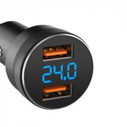 Автомобильное зарядное устройство SkyDolphin SZ05 Aluminium Double QC3.0 (2USB, 3.1A) Black (AZP-000084) - Картинка 2