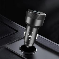 Автомобильное зарядное устройство SkyDolphin SZ05 Aluminium Double QC3.0 (2USB, 3.1A) Black (AZP-000084) - Картинка 3