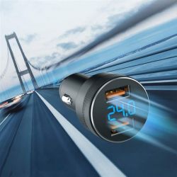 Автомобильное зарядное устройство SkyDolphin SZ05 Aluminium Double QC3.0 (2USB, 3.1A) Black (AZP-000084) - Картинка 4