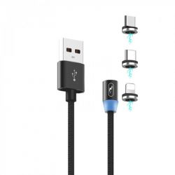  SkyDolphin S59KIT Magnetic USB - Lightning + microUSB + Type-C 1, Black (USB-000547) -  1