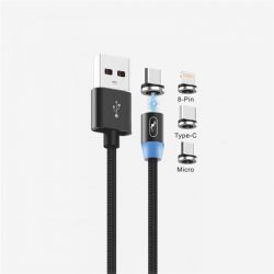  SkyDolphin S59KIT Magnetic USB - Lightning + microUSB + Type-C 1, Black (USB-000547) -  3