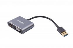 - Maxxter USB - HDMI+VGA, (M/F), Grey (V-AM-HDMI-VGA)